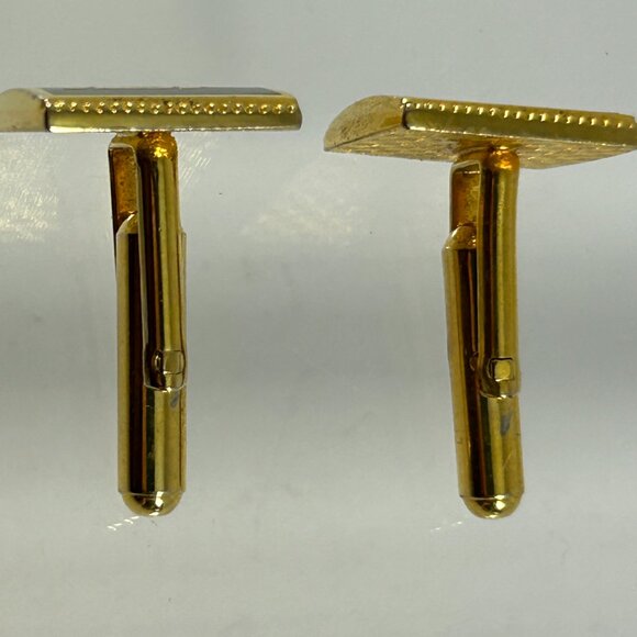 Vintage Cufflinks Black Gold Tone Letter P Square Wedding Prom Cuff Links - Picture 4 of 8